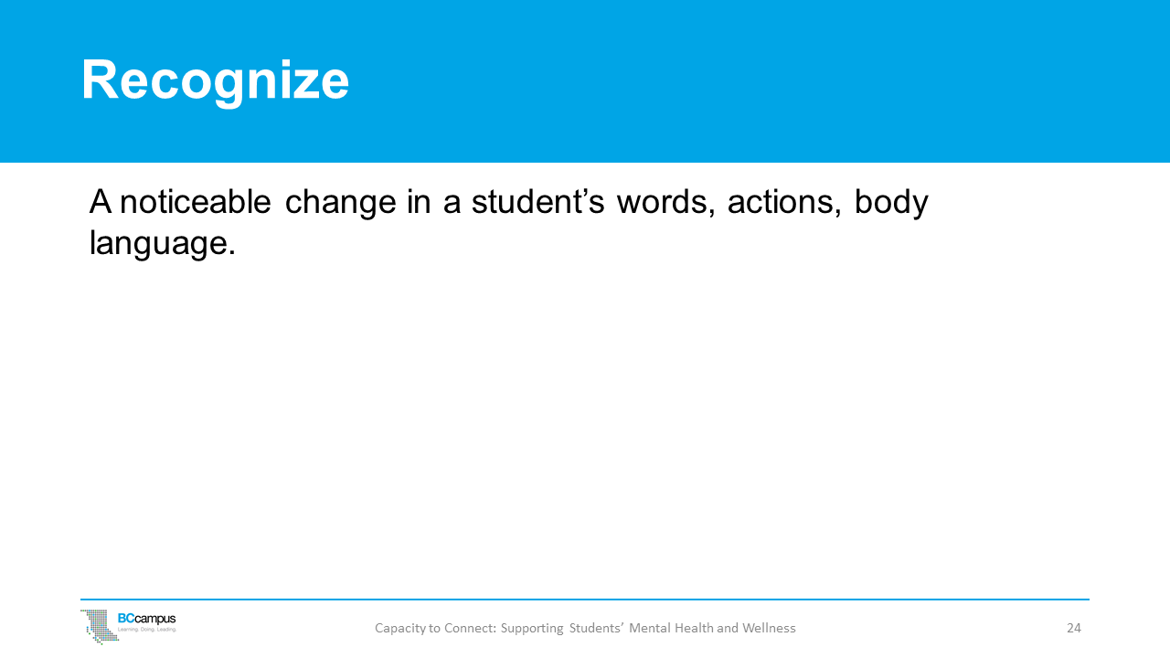 The First R: Recognizing Signs of Distress – Capacity to Connect ... The First R: Recognizing Signs of Distress – Capacity to Connect ...